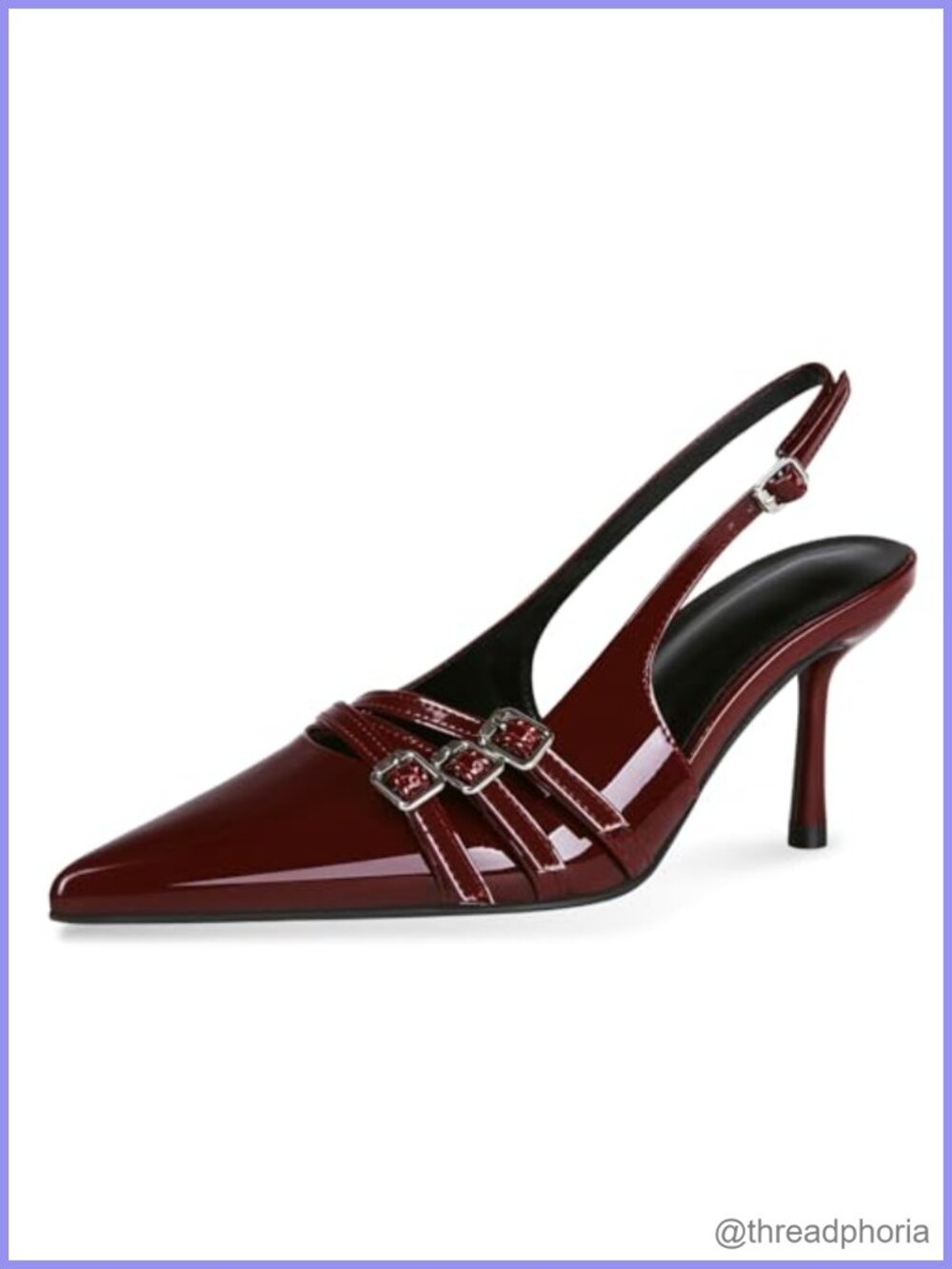 Slingback Stiletto Heels Pointed Toe Patent Leather Pumps for Women